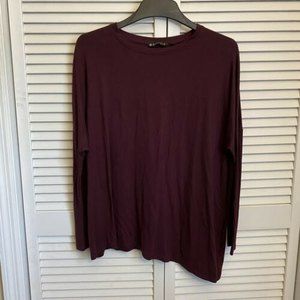 Athleta Womens Shirt Size Small Purple Long Sleeve Asymmetrical Hem